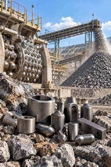 Componentes de carburo de tungsteno para minería y procesamiento de minerales